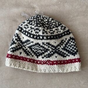 Vintage Hollister Cream and Red Knit Beanie